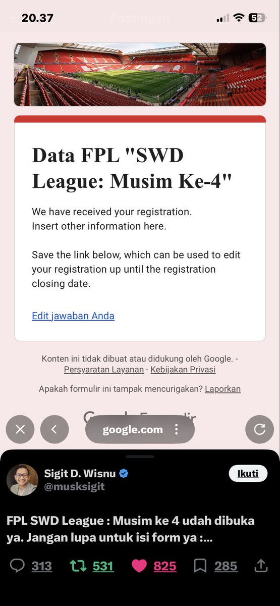 abfii15's tweet photo. @musksigit Izin join mas, nama tim : Tarkam
Manajer : Abdul Fitrianto https://t.co/T8eq5HPWgb