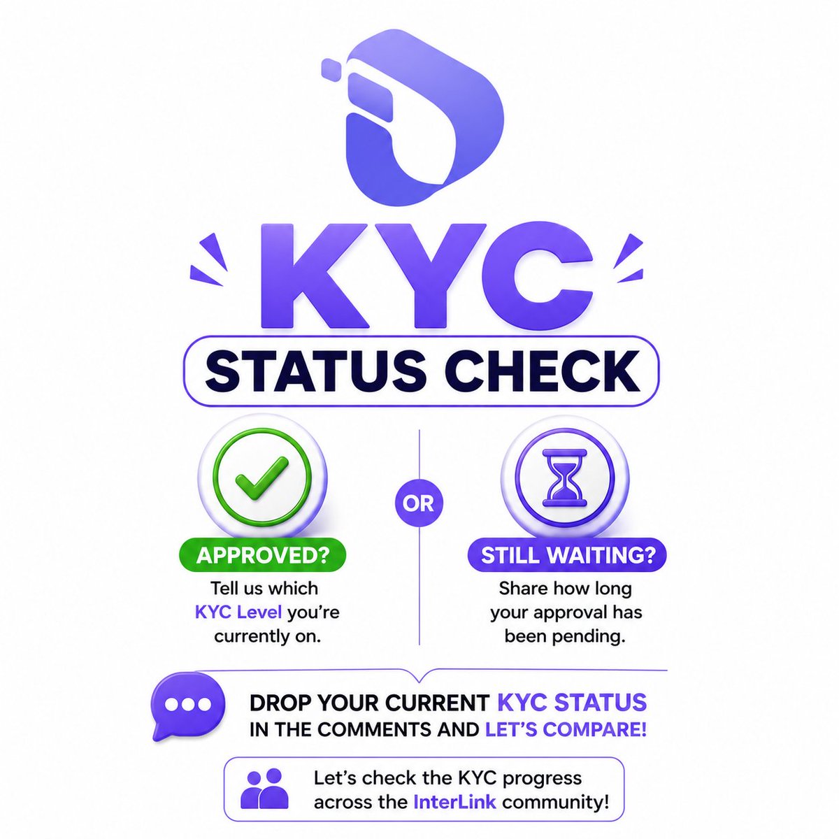 interlinklabsas's tweet photo. KYC STATUS CHECK 

Have you received your InterLink KYC approval yet? 

✅ Approved? Tell us which KYC Level you’re currently on.
⏳ Still waiting? Share how long your approval has been pending.

Let’s check the KYC progress across the InterLink community! 

👇 Drop your current KYC status in the comments and let’s compare!

#InterLink #ITL #ITLG #ITLX
