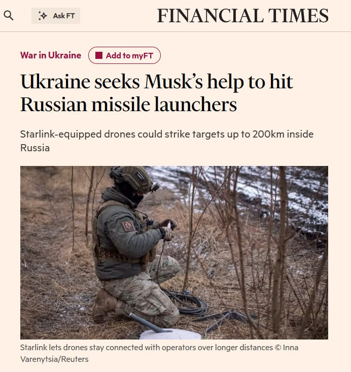 jurgen_nauditt's tweet photo. Trump did not support the use of Starlink for drone strikes deep inside Russian territory – FT.

Ukraine asked the US President for support in securing permission from Elon Musk to use Starlink for attacks on Russian ballistic missile launchers located up to 200 km from the border.

According to the report, Trump did not back this initiative.

Because he is Putin's whore.