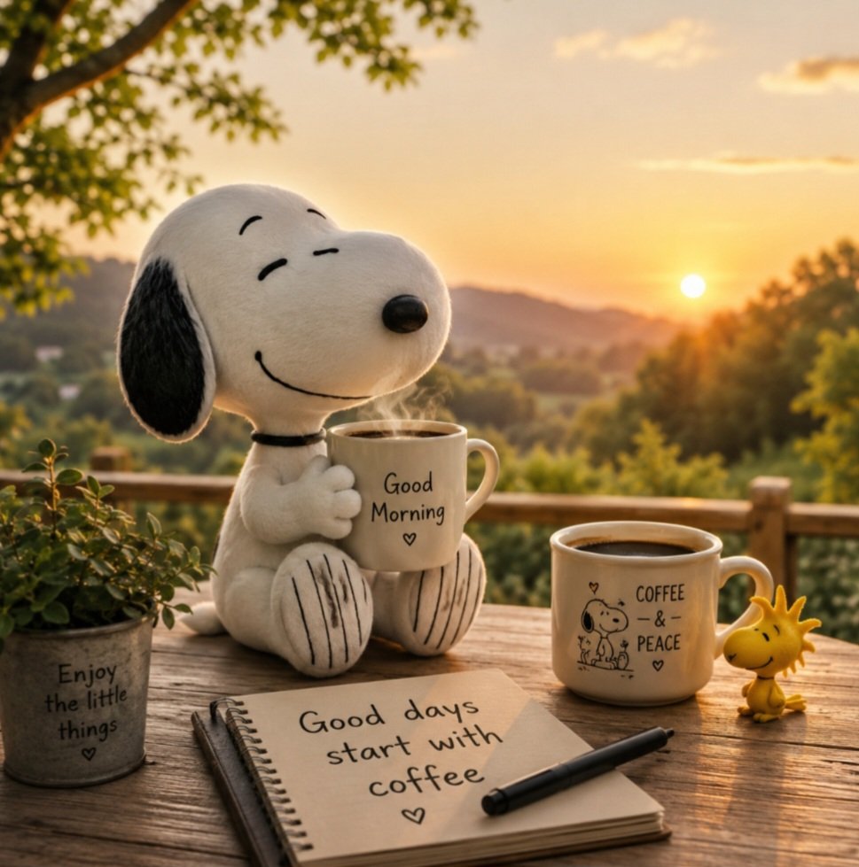 Snoopy198961's tweet photo. Morning coffee… and a peaceful moment that makes the day brighter. ☕🌿🐶 https://t.co/2F7PnBHFcK