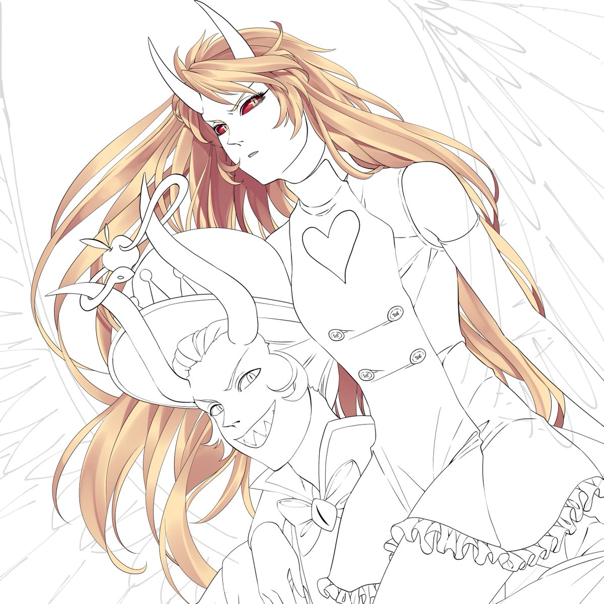 akymdesign's tweet photo. 髪の毛たのしいけど、ちょっとブランクがあるから塗り���忘れてる

#イラスト
#ファンアート
#ハズビンホテル https://t.co/mexhJZ5blN