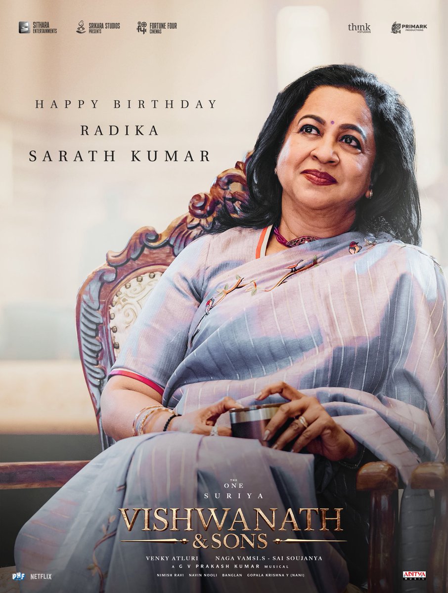 SitharaEnts's tweet photo. Wishing our beloved Nirmalamma aka @realradikaa garu a very Happy Birthday! 🥳❤️

With love,
Team #VishwanathAndSons https://t.co/HiwApFizRL