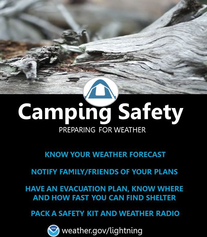 NWS's tweet photo. You’re ready for the great outdoors, but are you #WeatherReady? Be prepared for, and know how to react to, weather and water hazards such as flash flooding, excessive heat, and lightning.

As always, knowing the forecast is critical to preparation too. Visit https://t.co/qk3BcVP5M8.