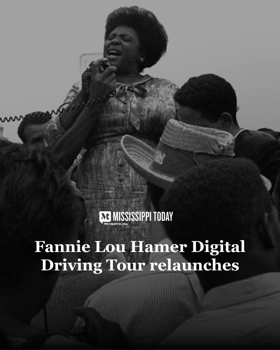 MSTODAYnews's tweet photo. An enhanced Fannie Lou Hamer Digital Driving Tour, which shares the Civil Rights leader’s Mississippi legacy with new audiences, adds a new site along with short videos, archival audio footage, archival news articles and photos. https://t.co/DSIHA1Gw9H https://t.co/KYReAoRwLv