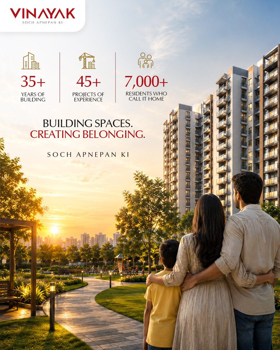 GroupVinayak's tweet photo. More than spaces. More than milestones.

35+ years of creating places people proudly call home.

Vinayak Group | Soch Apnepan Ki

#VinayakGroup #SochApnepanKi #RealEstateKolkata https://t.co/epwTs8ImWy
