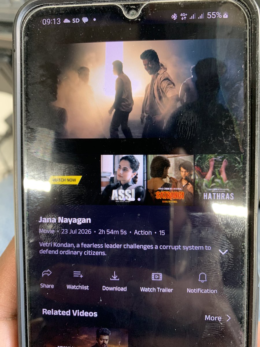 Jathees17's tweet photo. After celebrated in theaters ;
now 
I am enjoying blockbuster #JanaNayagan in @ZEE5Tamil @ZEE5India 😍

#JanaNayaganHits400Crores
#JanaNayaganIndustryBlockbuster 
The Honorable Chief Minister of Tamil nadu #Vijay 
@NavinMR390595 https://t.co/3w9c7c3Zij