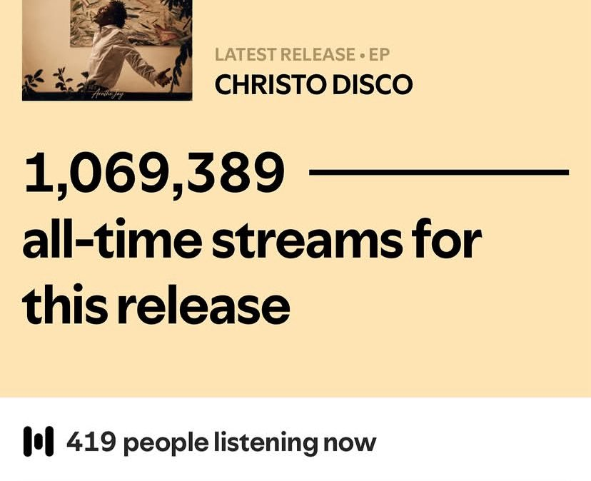 MusicTalksHQ's tweet photo. 🚨STREAMS MILESTONE🇬🇭

 Arathejay’s ‘CHRISTO DISCO’ EP surpasses 1 MILLION streams on Spotify. 🔥

#Arathejay #ChristoDisco https://t.co/FWfauWjT51