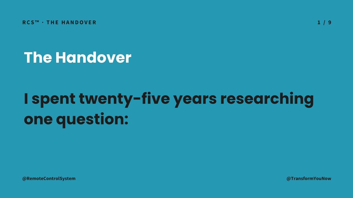 Transform_U_Now's tweet photo. I spent twenty-five years researching one question:
"Why do capable, values-driven people act against their own judgement under pressure?"
I noticed I was doing it and so were my clients.
#TheHandover #WhoHasYourRemoteControl #RemoteControlSystem #TransformYouNow https://t.co/B6wDWry5eP