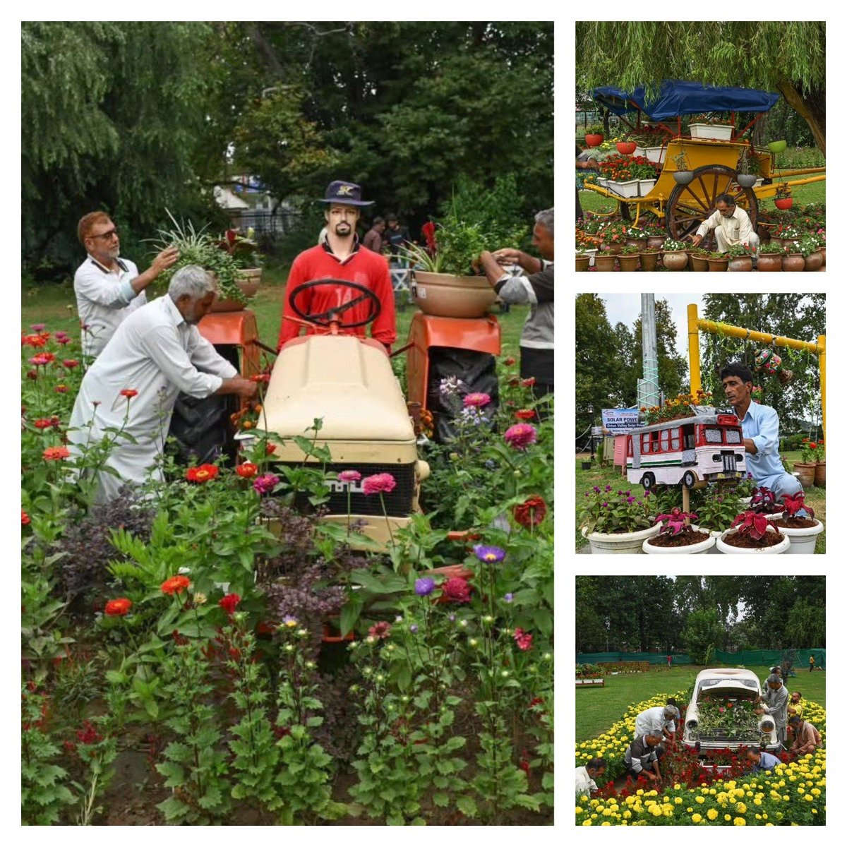 jindadlKashmir's tweet photo. Srinagar’s Polo Ground Park is giving waste a creative makeover. Discarded tyres, bottles, old vehicles and fallen logs are transformed into colourful floral installations, showing how reuse can create beauty while inspiring a greener Kashmir.
#Srinagar #Kashmir #WasteToWonder #Sustainability #GreenKashmir
