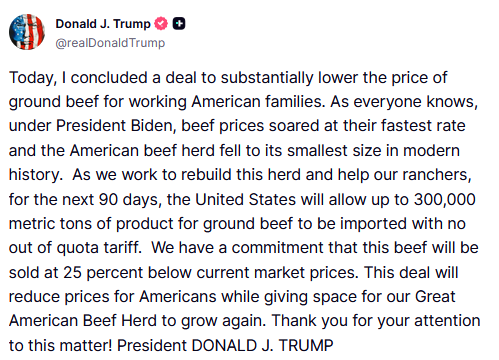 SaltyGoat17's tweet photo. The insane price of beef was done on purpose with all the Green New Deal BULLSHlT!!

Trump is correcting it!! https://t.co/HueIuBWLQj