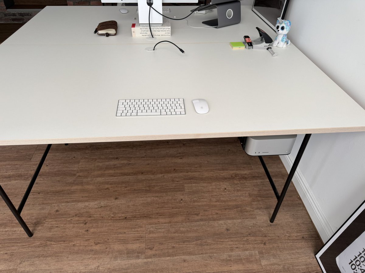 mrblackstudio's tweet photo. Some Friday progress on the new studio. Under desk Mac Studios mounted and cabled up. Decal added to front door. Might be off angle by 1mm 🤦‍♂️

I have extra, so probably a redo. https://t.co/qKMdQkzrBg
