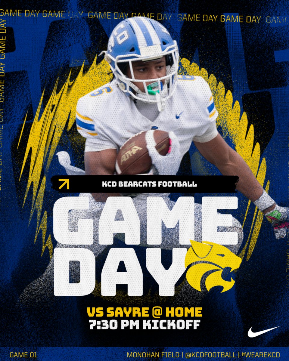 HaganFackler28's tweet photo. Kentucky Country Day Football on X: "𝗚𝗔𝗠𝗘 1️⃣ 𝗚𝗔𝗠𝗘𝗗𝗔𝗬! Kicking off the 2026 season against Sayre at the Mo. 🕖 Kickoff: 7:30 PM 🎟️ Tickets: https://t.co/SohXfdIP2t 💻 Stream: https://t.co/yqX9UZxNXF GO BEARCATS! #WeAreKCD https://t.co/kwQfOnqbYQ" / X