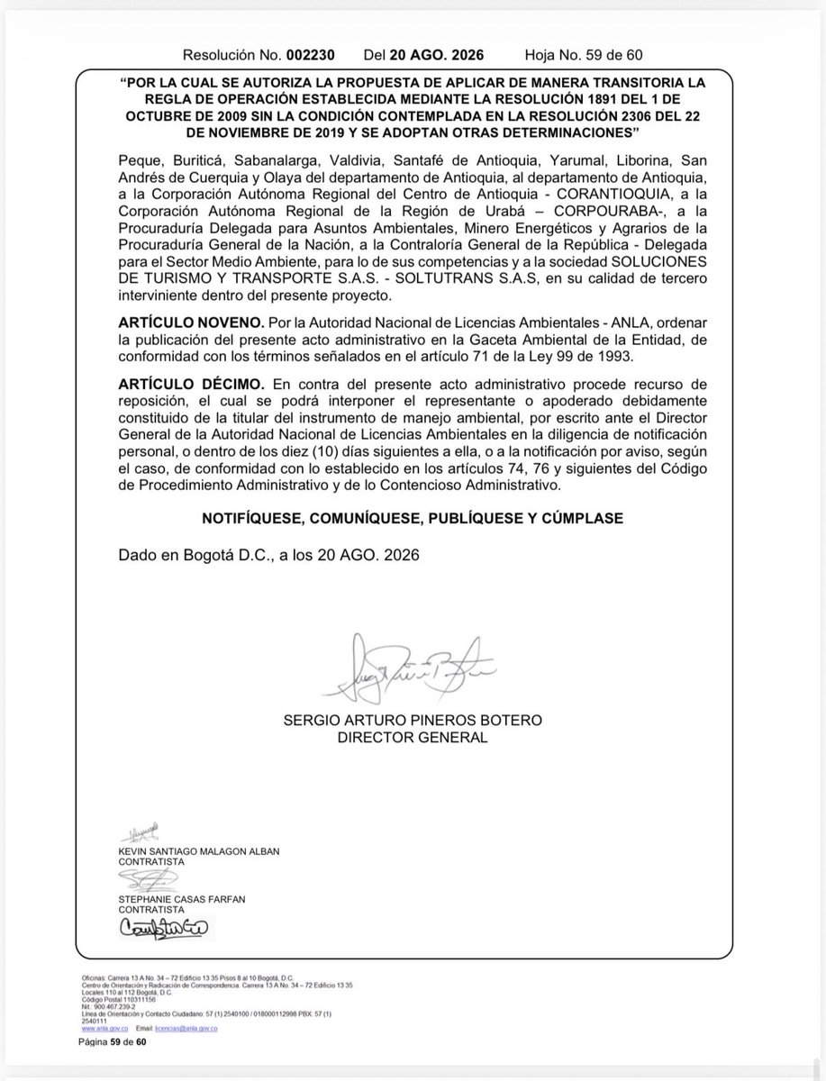fabio_arjona's tweet photo. En la #PatriaMilagro estamos tomando medidas para preparar al país frente a los efectos del Fenómeno de El Niño y proteger nuestra seguridad hídrica y energética.
Después de una evaluación técnica y de diferentes estudios sobre el comportamiento del agua, @ANLA_Col autorizó temporalmente a Hidroituango a subir el nivel de su embalse de la cota 408 a la 420, de acuerdo con las condiciones originales de su licencia ambiental.
Así podremos almacenar agua ahora, antes de que lleguen los meses más críticos de El Niño, y utilizar esa reserva cuando los caudales del río disminuyan.
El @IDEAMColombia ha advertido una alta probabilidad de que El Niño se fortalezca durante 2026-2027. Por eso, debemos anticiparnos y tomar decisiones antes de que el déficit de agua se convierta en un problema mayor para los colombianos.
Hidroituango es una infraestructura estratégica para Colombia, por eso las decisiones sobre su operación deben tomarse con evidencia científica, responsabilidad y pensando en el interés del país, no desde posiciones ideológicas.
Esta es una medida temporal y estará bajo monitoreo permanente. Si se presentan afectaciones en las captaciones, la calidad del agua, los ecosistemas o las comunidades, o aparecen alertas hidráulicas o geotécnicas, la operación tendrá que ajustarse o suspenderse.
Con la #AgendaABC nos estamos preparando hoy como la mejor manera de proteger el agua y la energía que Colombia necesitará mañana.

@sergiopineros 
@ABDELAESPRIELLA 
@jrestrp