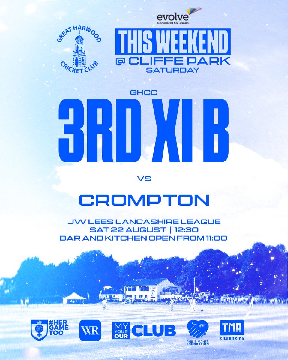 greatharwoodcc's tweet photo. This Weekend 

Fri
18:15 - Harriers at Rishton 

Sat
12:30 - 3B vs Crompton 
12:30 - 3A at Enfield

Sun
9:00 - Harriers vs Burnley
12:30 - 1st vs Rochdale
12:30 - 2nd at Enfield https://t.co/idSOPdR5dM