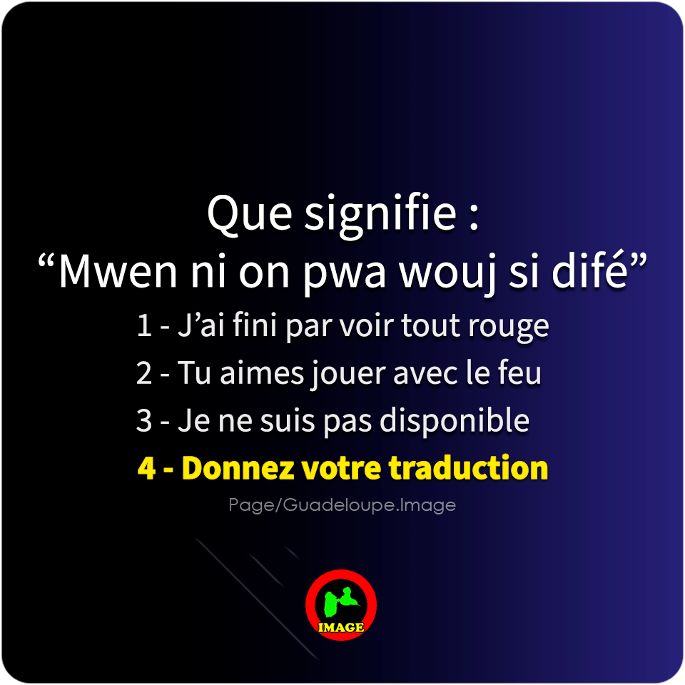 Guadeloupe_Pic's tweet photo. ✨ Proverbe de Guadeloupe 👉 "Mwen ni on pwa wouj si difé" !
#GuadeloupeImage https://t.co/cYOlJzw9Rx