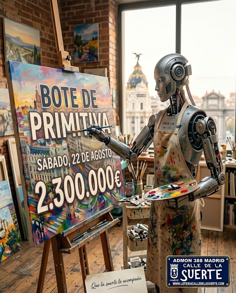 calledelasuerte's tweet photo. Artista robótico, ¡pero sus cuadros tienen más futuro que mi cuenta bancaria! 🤖 BOTE de LA PRIMITIVA 

https://t.co/058cvoNSKZ

👉 PUNTO AMIGO 96675

#Loteria #LoteriaNacional
#Sorteo #Verano #Vacaciones #Arte #Primitiva https://t.co/FN7DC6BJmI