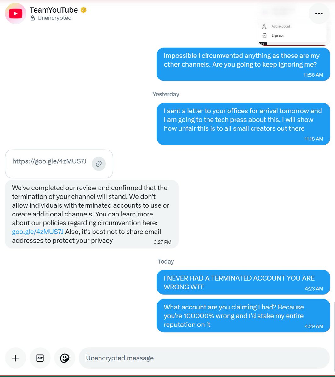 theparenttap's tweet photo. Horseshit. I have never had a terminated account on @youtube @YouTubeCreators Hope you like the press run that's about to happen https://t.co/OgdKAAnvNt