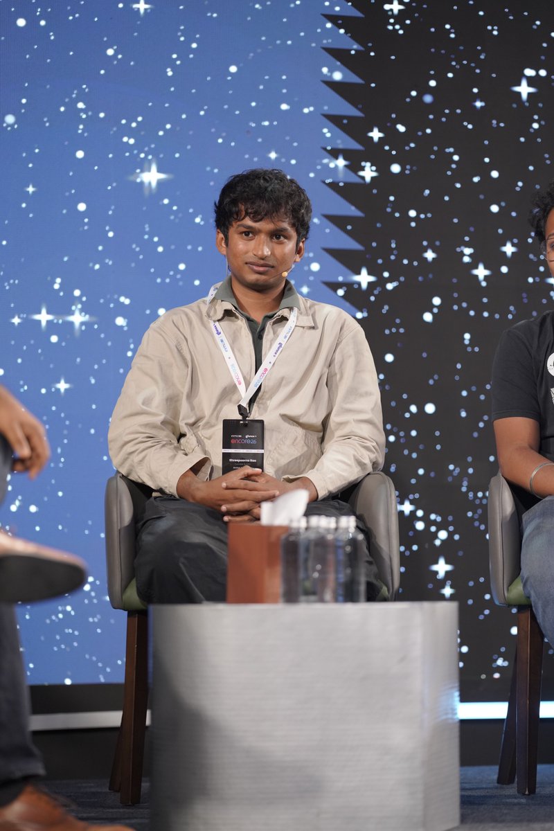 InMobi's tweet photo. "Hazaar baar crash karo, ek baar uda do. Bas."

Shreepoorna Rao of Arctus Aerospace at #InMobiEncore26, on watching 200kg aircraft crash after months of work.

That's the builder's math: fail a thousand times, fly once, and the sky is yours. https://t.co/P7GOmiePQL
