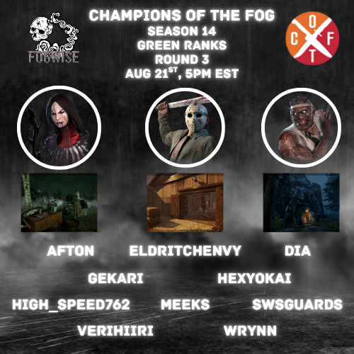 HiiriVeri's tweet photo. Tonight! (I had the wrong time) Team @FogwiseDBD will be playing on @ChampionsFog! Tune in tonight! https://t.co/M3I0jG8RIK
