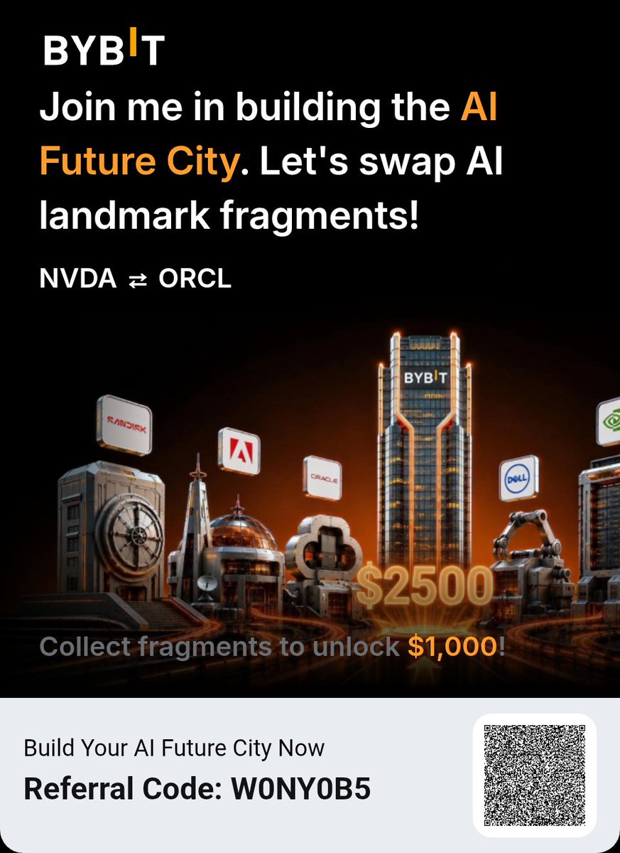houcsem's tweet photo. Join me in building the AI Future City by swapping AI landmark fragments! I'd like to swap my NVDA for your ORCL.
Collect 6 fragments to unlock the $1,000 Genesis Grand Prize! https://t.co/x57v0L9kqE https://t.co/hx4st8eTql