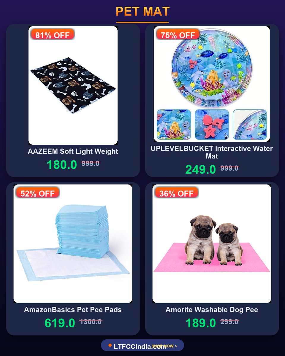lalitnagrath's tweet photo. Found pet mat deals including AAZEEM Soft Light Weight, AmazonBasics Pet Pee Pads, and more. Highlights: Safe materials for pets. Worth it for your furry friend? #WorthIt #MustTry #PetFinds https://t.co/ZdSHuq8Nat https://t.co/adgC3ZBn3E