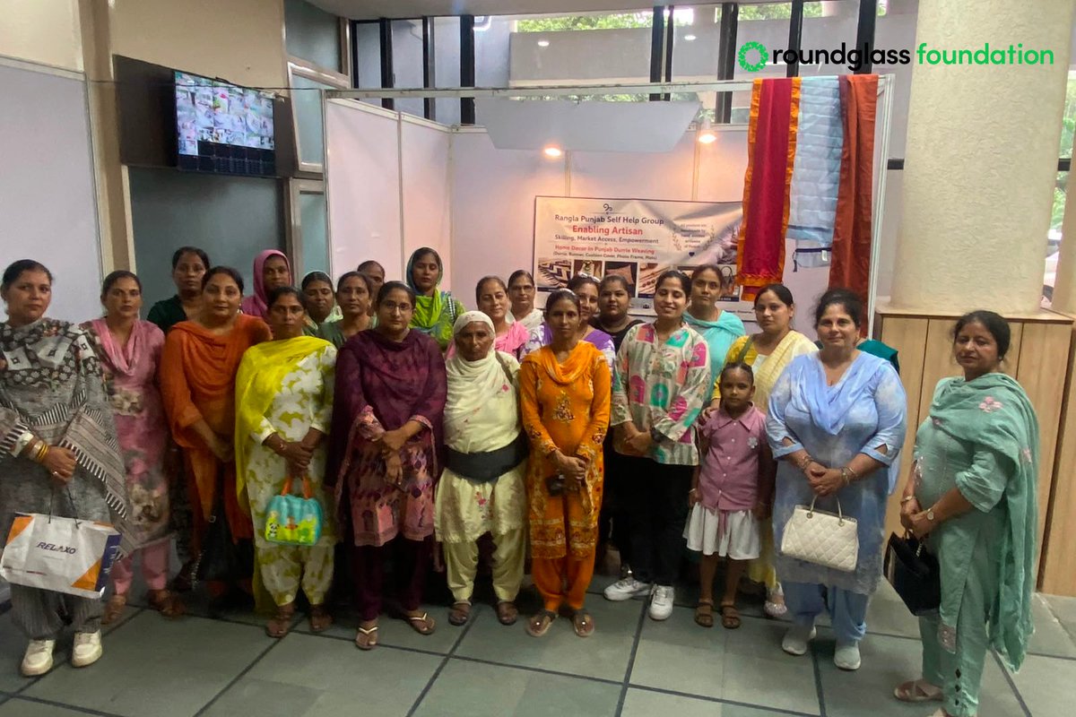 RoundglassFdn's tweet photo. On National Handloom Day 2026, 24 artisan members from our Livelihood and Skilling Program participated in exhibitions at Udyog Bhawan, Chandigarh, NIFT Mohali and NIFT Panchkula, bringing Punjab’s rich craftsmanship and traditional knowledge to the forefront.

From handwoven durries and home décor to crochet products, accessories and other handcrafted creations, the artisans showcased their skill, creativity and heritage.

The members also participated in an awareness session on Handloom Schemes and other Government schemes, gaining insights into the opportunities, benefits and support available to them.

As a recognition of their participation, each artisan received a certificate and monetary incentive, celebrating their contribution towards preserving and promoting traditional crafts.

#RoundglassFoundation #WomenEquity 

@TexMinIndia | @MinistryWCD | @CimGOI