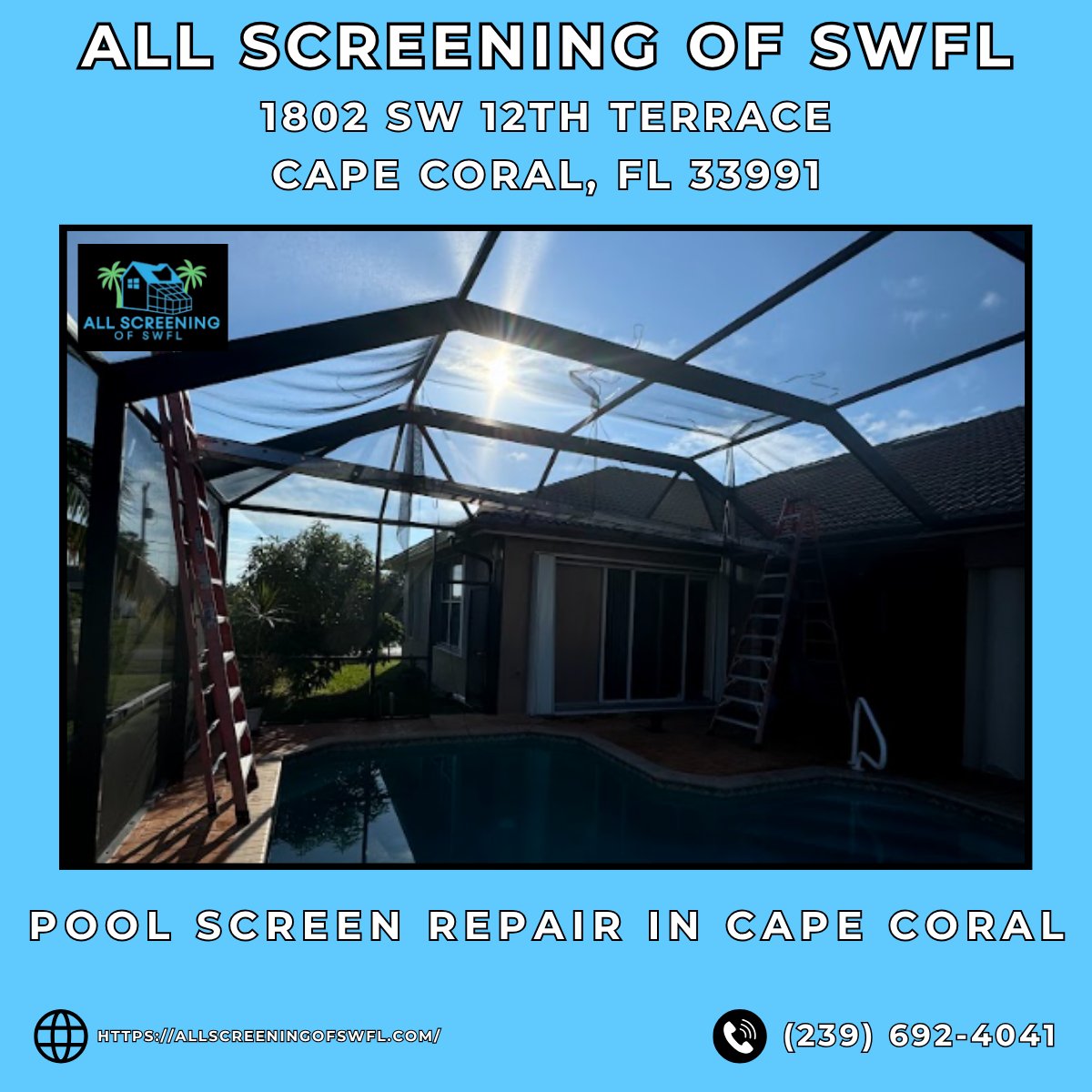 AScreeen_'s tweet photo. Pool Screen Repair in Cape Coral - All Screening of SWFL

https://t.co/hnMmRGyERi

All Screening of SWFL
1802 SW 12th Terrace,
Cape Coral, FL 33991
(239) 692-4041

https://t.co/1gvUQIyesm

#PoolScreenRepair #PoolScreenRepairCapeCoralFL https://t.co/v8XvP4eyFl