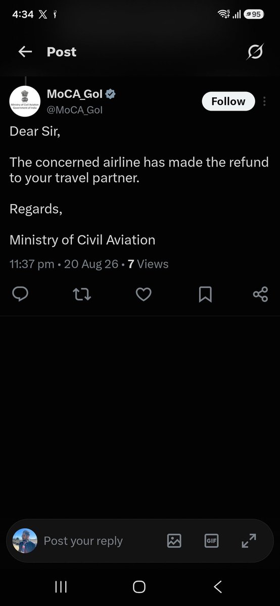DeepakD42697532's tweet photo. @GoibiboSupport I got the confirmation from the DGCA also. Now return money asap. Or I can procees with the legal terms. https://t.co/vhFqHmoiVz
