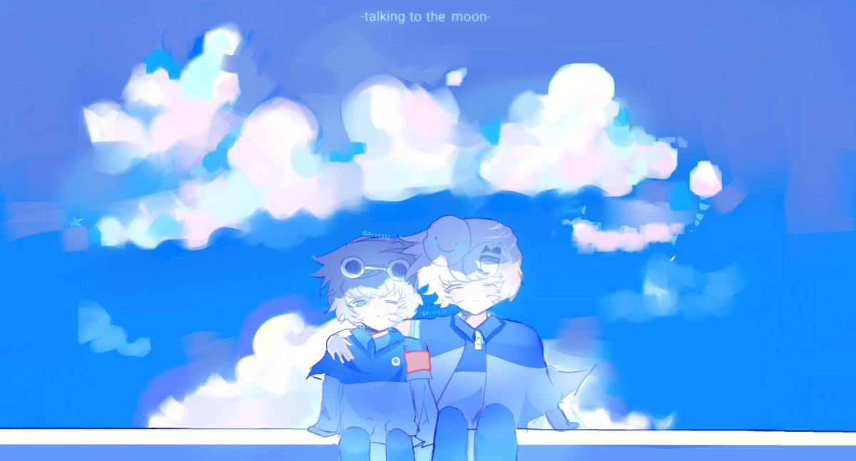 Fryy333's tweet photo. I made a DNF school-AU drawing. Young love suits them perfectly.☺️💚💙 https://t.co/gRNV1GaGN9