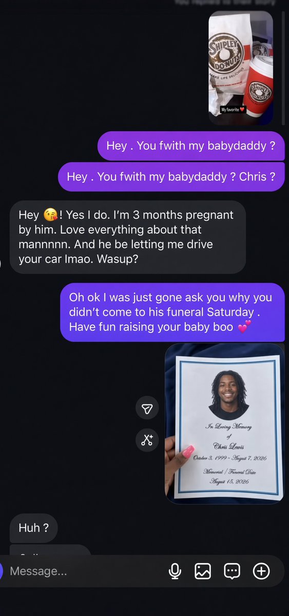 itssthyherinme's tweet photo. Yall why this girl thought I was coming to her as a woman about my babydaddy… No boo I was letting you know he passed away. https://t.co/goTULPRDYB