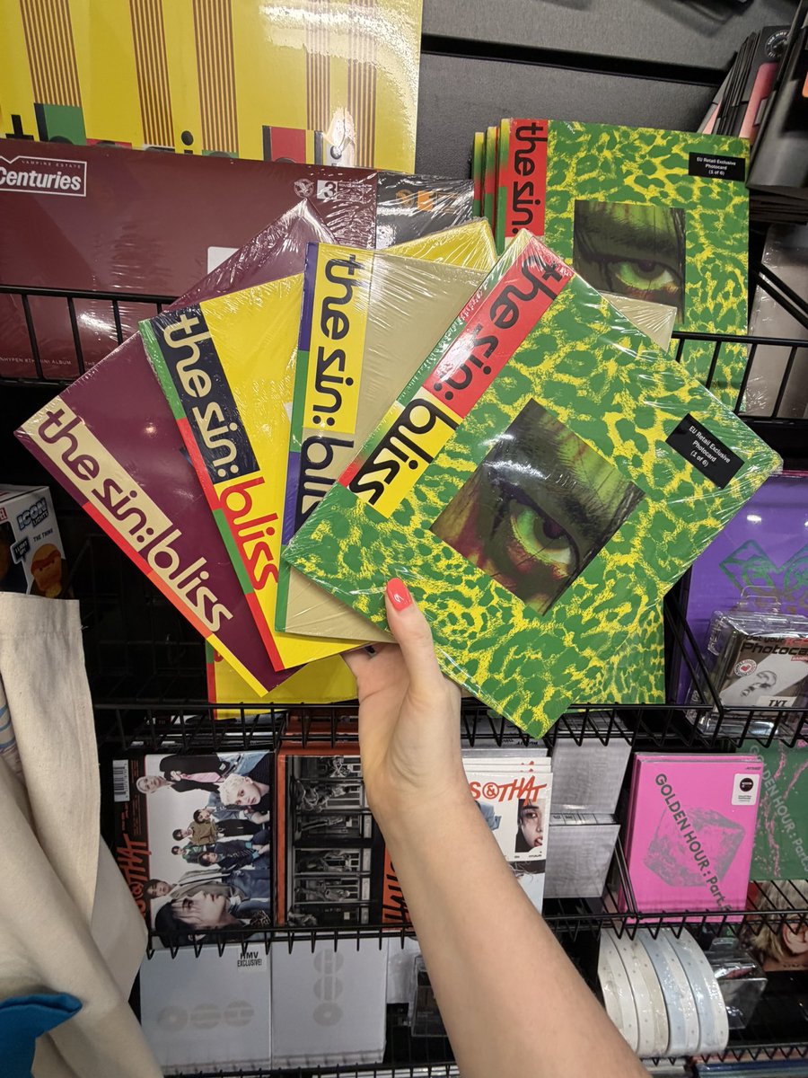 hmvSolihull's tweet photo. 🇰🇷 NEW RELEASE KPOP 🇰🇷

@enhypen THE SIN : BLISS is out now! 

TAKE 1 Ver. TAKE 2 Ver. TAKE 3 Ver. 
 #hmvExclusive TAKE 4 Ver. (Includes an additional photocard 1 of 6), selected ENGENE Ver. and VINYL Ver. available ✨

#enhypen #hmvloveskpop https://t.co/xAq9uJvNgK