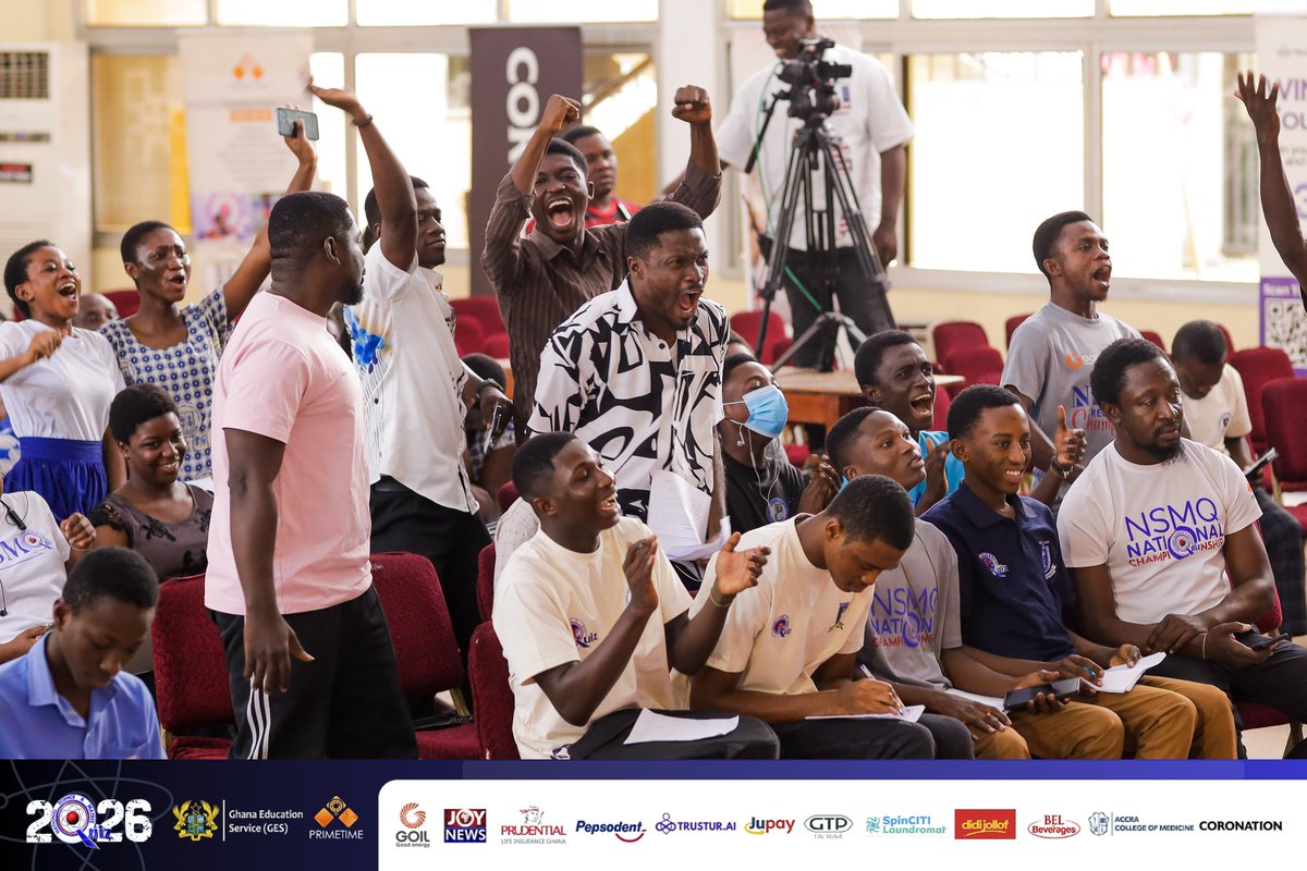 NSMQGhana's tweet photo. CNC AUDITORIUM:

End of Round 4

St. Joseph Seminary SHS: 43 pts
KNUST SHS: 36 pts
SDA SHS, Agona: 25 pts

Sponsored by @jupayofficial 

#NSMQ2026 #NSMQPrelims #Primetime https://t.co/Xtvq9ILiGg