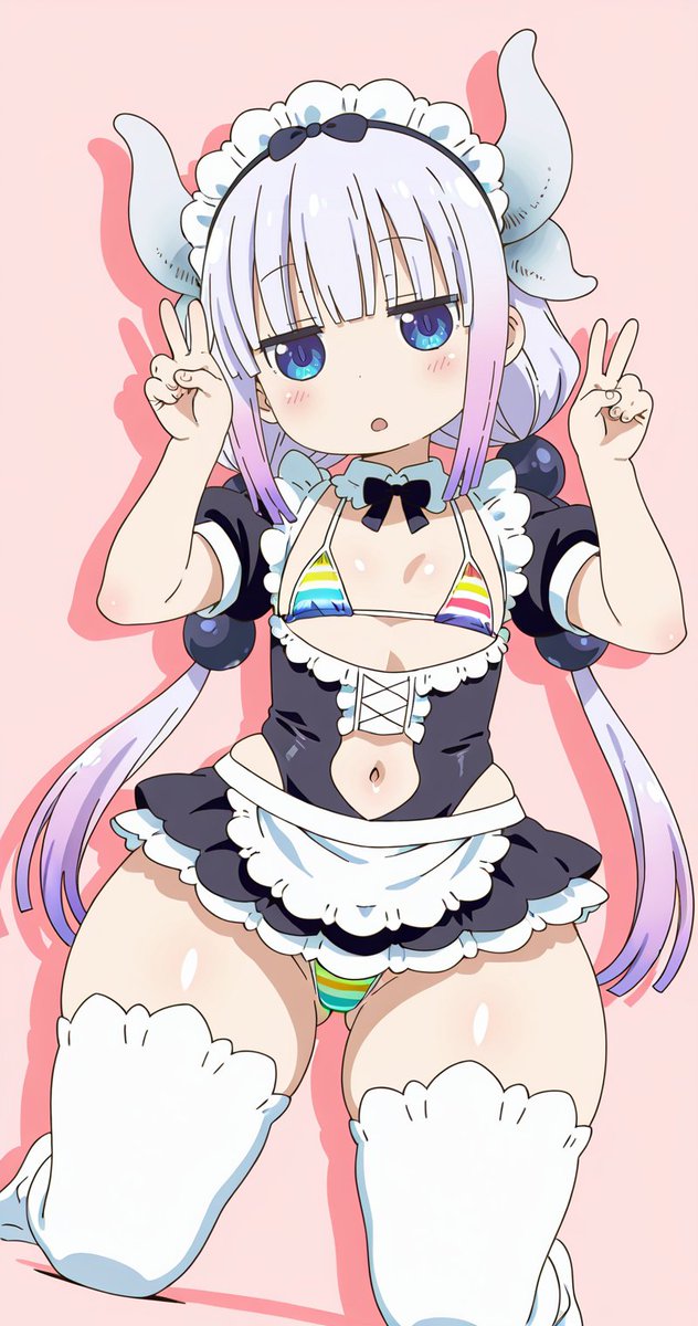 vircraft's tweet photo. メイ土曜日のメイドラゴン！🐲⚡

「…ここの制服、マジヤバくね？？？

水着なので全然ヤバくないですよ😊

小林カンナ / Kanna Kamui / 小林さんちのメイドラゴン
SFW anime-style AI fanart. https://t.co/nTi1UCpui5