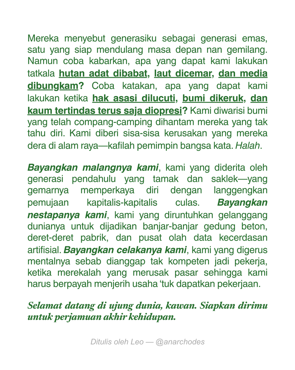 ANARCHODES's tweet photo. Aku dewasa ketika semesta akan binasa. https://t.co/usdXFuZo89