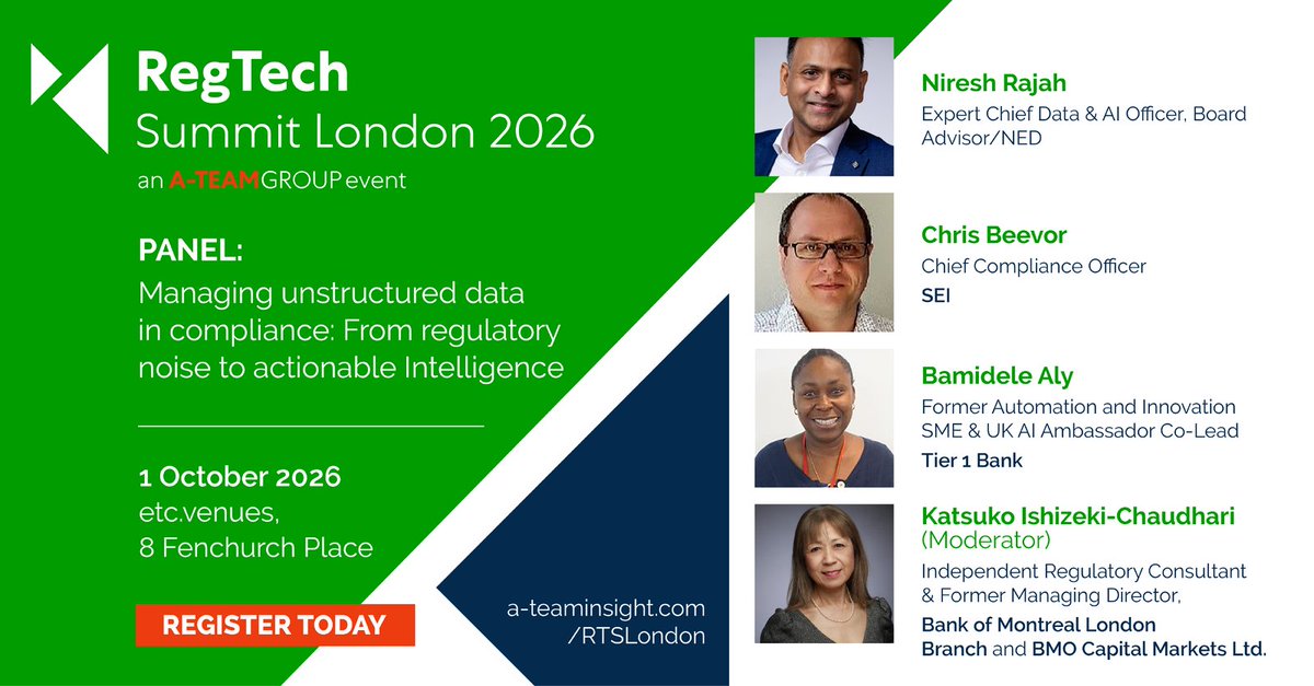 RegTechInsight's tweet photo. Join us at the RegTech Summit in London on the 1st of October 2026!

Secure your delegate pass today. Link to register in first comment: 🔗

#RTSLDN #RegTechSummitLondon #MachineLearning #Compliance https://t.co/6KEgFxV2fU