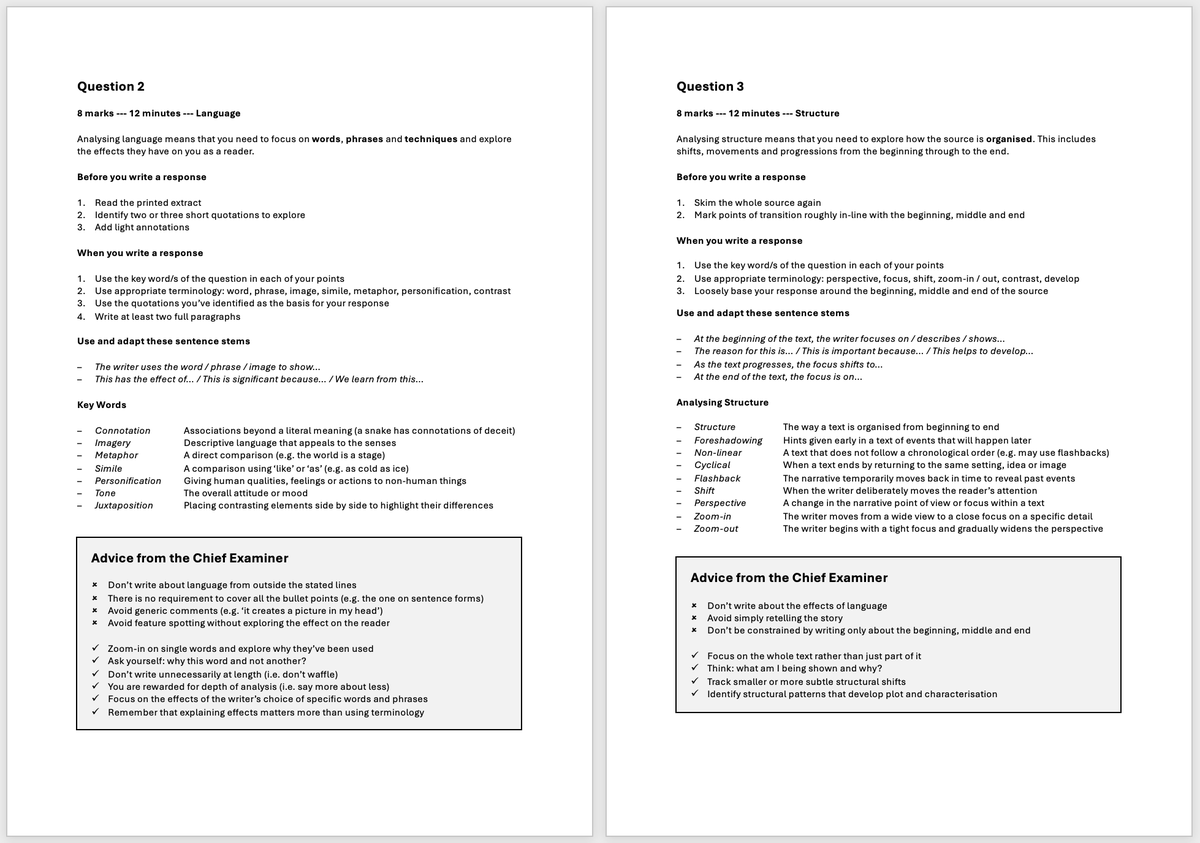 DoWise's tweet photo. Notes on approaching Q1-Q5 of GCSE English Language Paper 1 (AQA) https://t.co/SOIw2llHFN 📝 https://t.co/JQaXuvGN2k