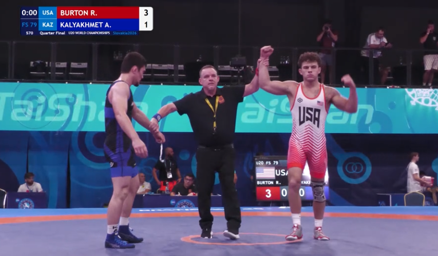 JustinJBasch's tweet photo. Burton wins it 3-1 &amp; the Hokies are ROLLING in Slovakia!

- Aaron Seidel wrestling for Gold at Noon ET
- Ryan Burton &amp; Bo Bassett in the Semis at 11 ET

All 3 Hokies will be wrestling for a World Medal! https://t.co/tvSLVxSM7J