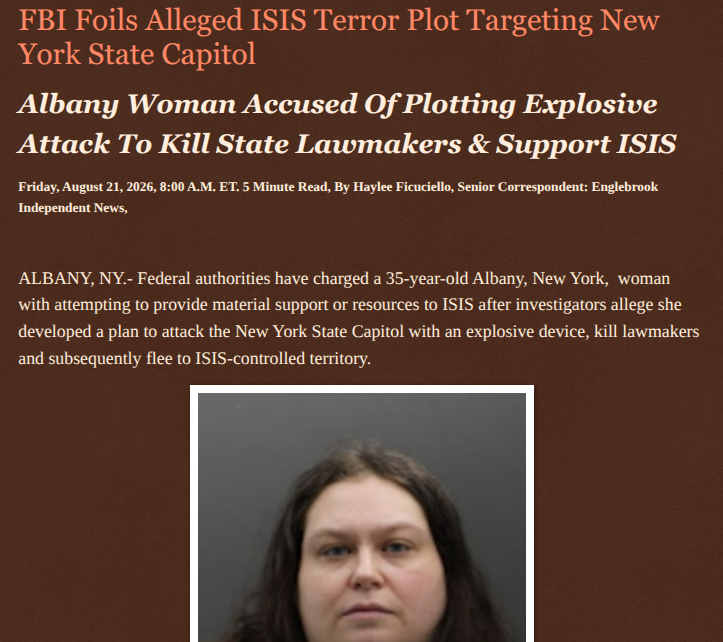 ArtFletcher9's tweet photo. FBI Foils Alleged ISIS Terror Plot Targeting New York State Capitol https://t.co/DSrhY9IOlr via @Englebrooknews #NewYork #AlbanyNY #Arrest #Federal #Charges #Attempted #ISIS_Inspired #Terror #Attack #NYStateCapital @HRG_Media @LodiNJNews @HayleeNews @fordmb1 @SarahGeving1 @Shannon96574094 @DanCook26214426 @Daytobehappy @janninereid1 @gator4kb18 @TrumpWasRite2 @KathyKbrose @RobGerundo @JimBobW49