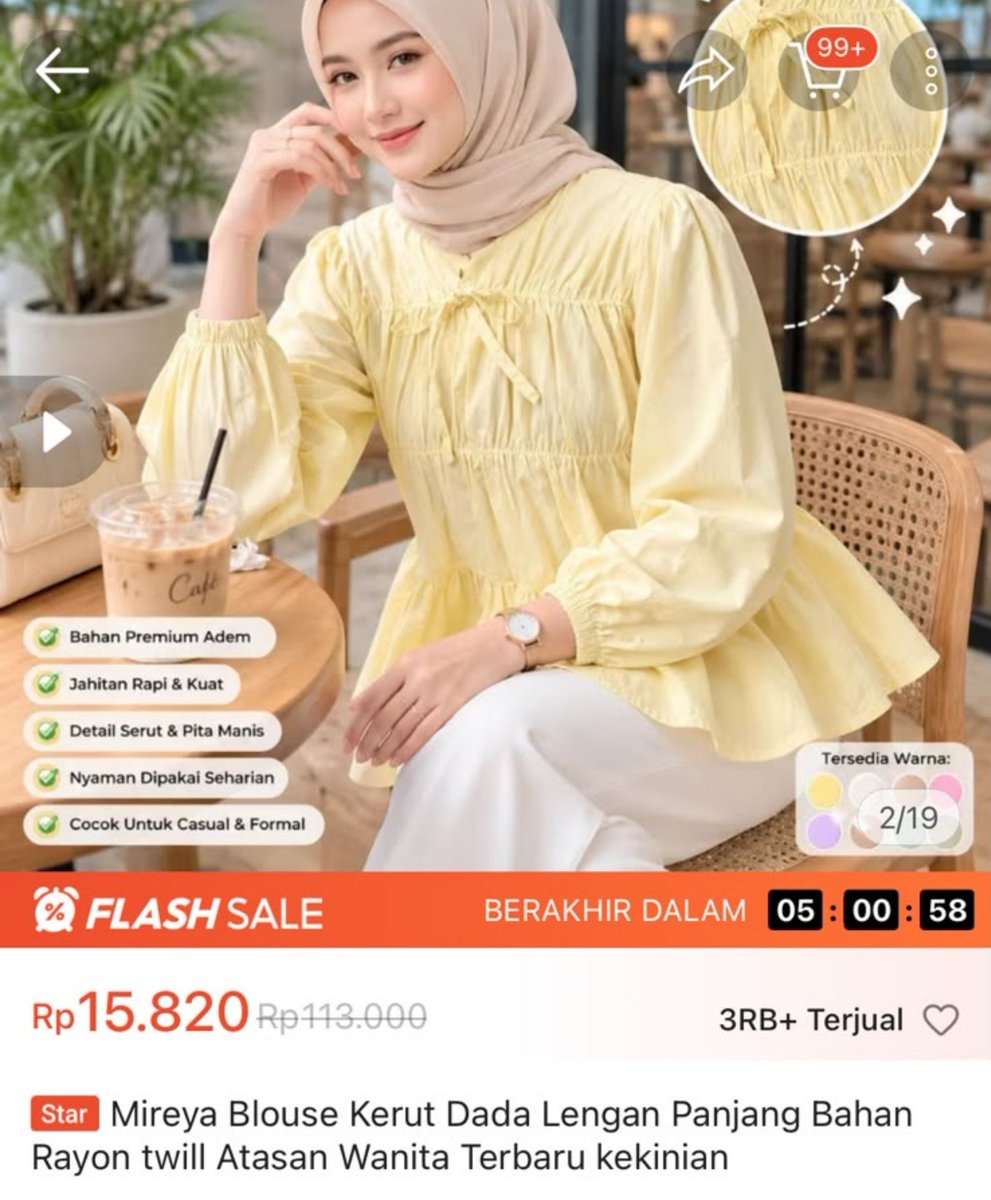 Kortyus's tweet photo. Blouse seruttt dr 100 ribuan jadi 15 ribuuuu deymmm 😭😭😭 https://t.co/rDWmbUeGGm