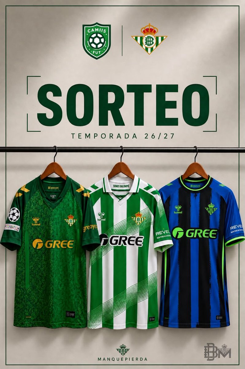 BetisMedia's tweet photo. 💥 Lo que os traemos gracias a los amigos de @Cam11sFut_ …

👣 Requisitos: 

⭐️ Acierta el resultado, primer goleador y gana una camiseta a elegir de la 26/27

✅ Seguir a @Cam11sFut_ y a @BetisMedia 

🫂 Dar RT y mencionar a un amigo 

Mucha suerte! 🍀 https://t.co/wG1jGbdvTR