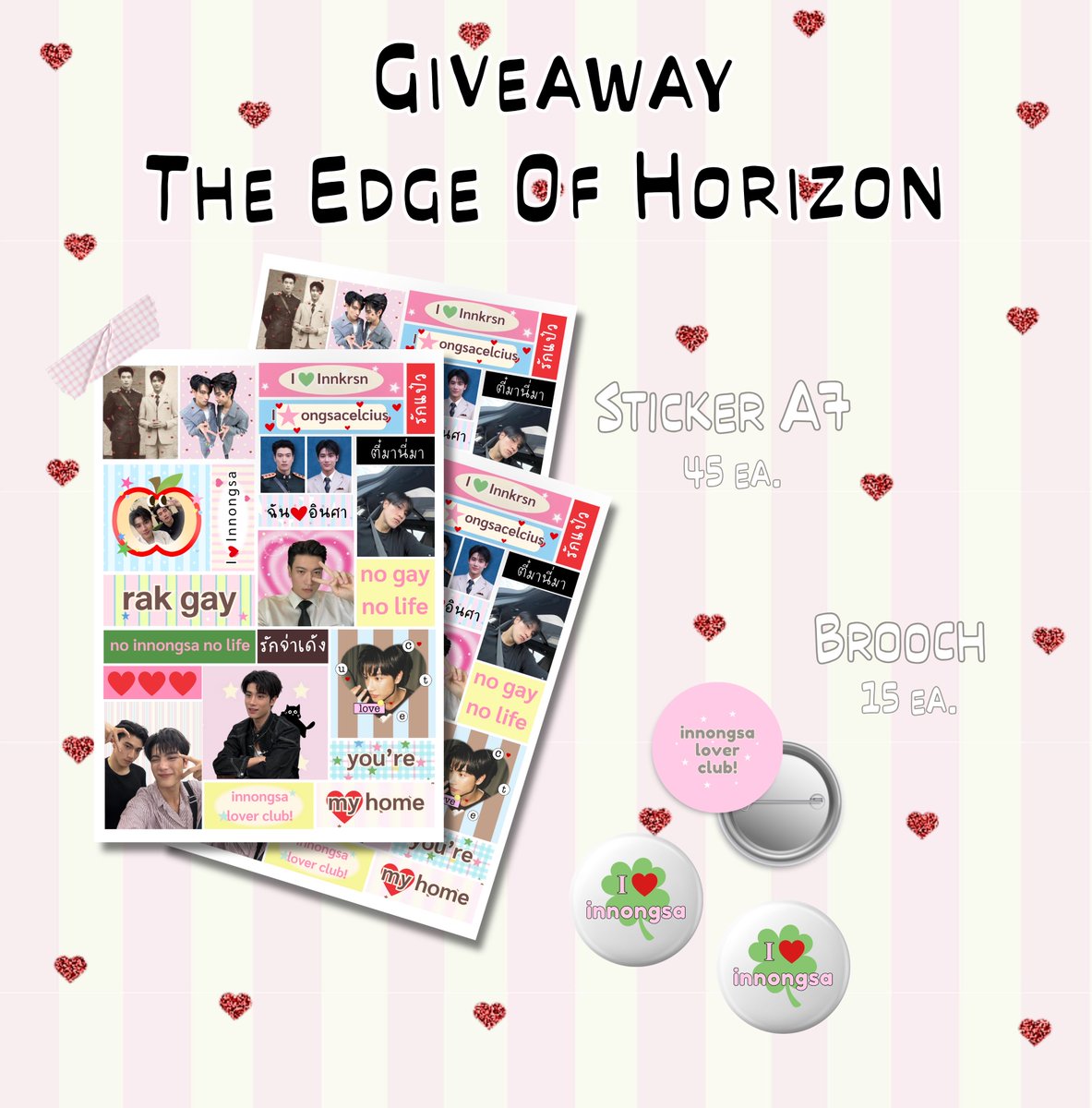 _imeieno's tweet photo. pls rt ☆ giveaway final ep. ☆

brooch 15 ea.
sticker 45 ea.

date :  29 August 26 𐙚
location : Idea live bravo bkk
time : tba  

💌 rt and show this tweet 

#TheEdgeOfHorizon
#อรุณรุ่ง 

 ✶⋆.˚ #innongsa #อินองศา
#innjkrsn #ongsacelcius ♡♡ https://t.co/R1NRAnMnIS