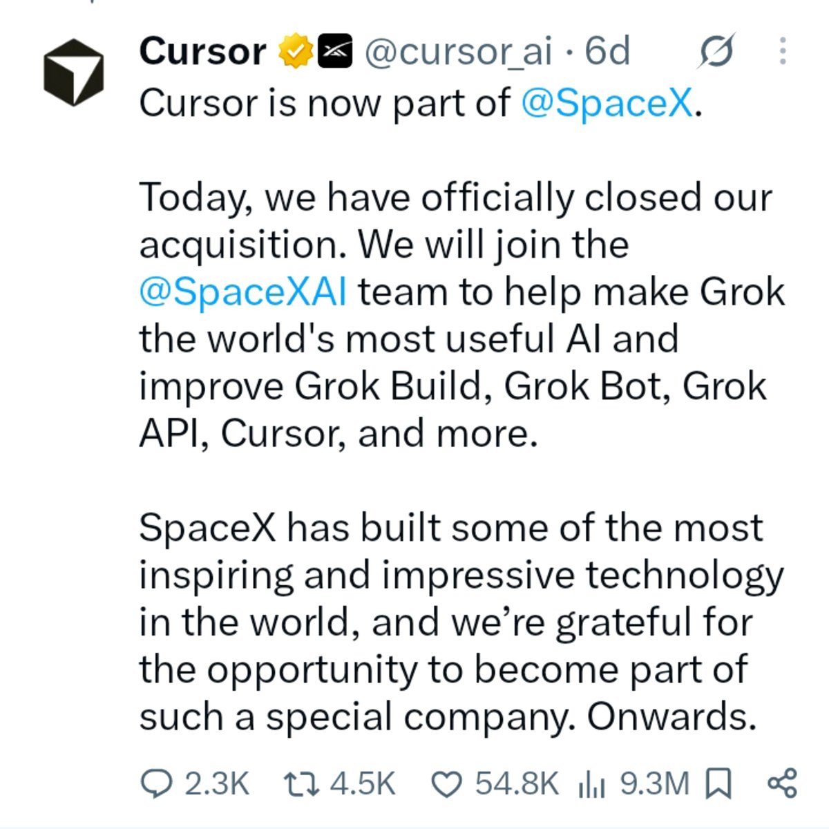 amr_nannaware's tweet photo. Pi Network just added Cursor to App Studio and now Cursor is part of SpaceX. What does this connection mean for the future of Pi? 🔥

BREAKING: SpaceX has officially acquired Cursor, the AI-powered code editor that Pi Network recently integrated into Pi App Studio! 🚀

Why this connection matters:

🔹 Pi Network added Cursor as an external AI tool in App Studio — allowing developers to build apps using Cursor, then deploy them to Pi's 60M+ user ecosystem.

🔹 SpaceX now owns Cursor — bringing AI code generation into the same ecosystem as Grok, SpaceXAI, and the world's most ambitious space technology.

This is a unique cross‑connection:

1️⃣ Pi App Studio is now part of the AI‑building pipeline — developers using Cursor (now SpaceX) can deploy directly to Pi.

2️⃣ AI meets blockchain meets real‑world utility — the tools building the future of AI are now connected to the tools building the future of decentralized finance.

3️⃣ A signal of where the industry is heading — AI, blockchain, and space technology are converging. Pi Network is positioned at the center of that intersection.

The future is being built by:
🤖 AI — Cursor, Grok, SpaceXAI
🌐 Blockchain — Pi Network, 60M+ users, 421K+ nodes
🚀 Space — SpaceX, Mars, beyond

Pi isn't just a crypto project. It's part of the infrastructure stack for the future of technology.

👇 What would you build with Pi + Cursor + Grok if you had the chance? 😉