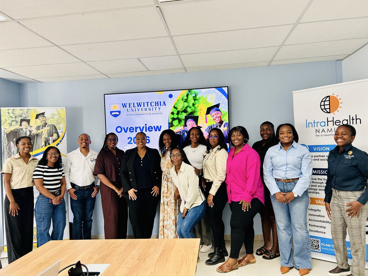 WUNamibia's tweet photo. Strengthening Industry Partnerships.

Today, we engaged with over 50 IntraHealth Namibia staff to share information on our postgraduate programme offerings &amp; explore opportunities for collaboration in industry-specific training &amp; short courses.

#WelwitchiaUniversity https://t.co/5Vk9BUGLnk