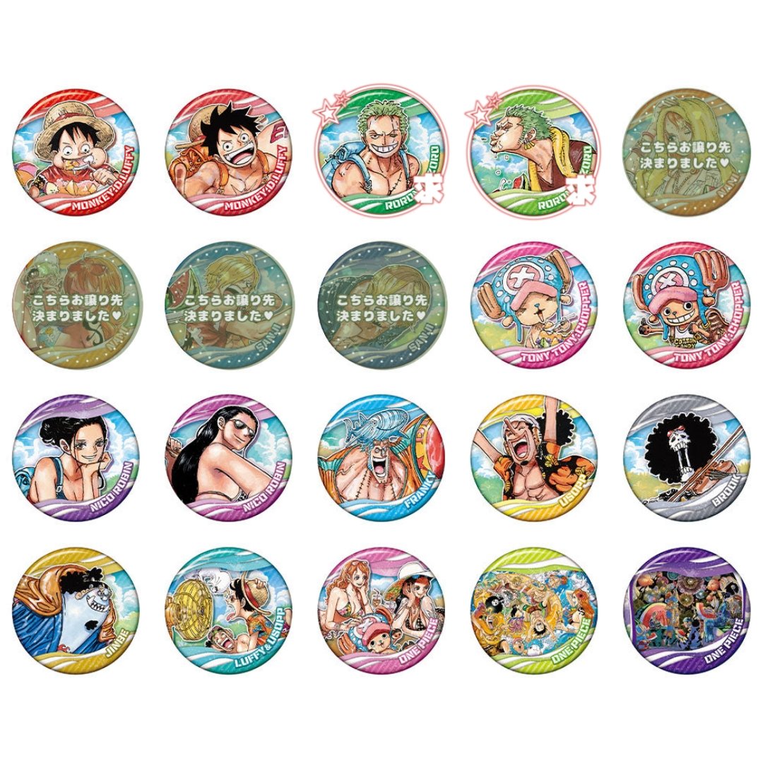 839op's tweet photo. 【交換】ワンピース ONE PIECE コレクション缶バッジ 缶バッジ SUMMER

譲→ルフィ、チョッパー★、ロビン、フランキー★、ウソップ★、ブルック★、ジンベエ★、集合★
求→ゾロ  (スイカ ＞ 笑顔)

★のみ、複数⇆ゾロ１の交換、定価+送料にてお譲りも可です
３セットオンラインで購入済みとなります https://t.co/DcuwVDtyl2