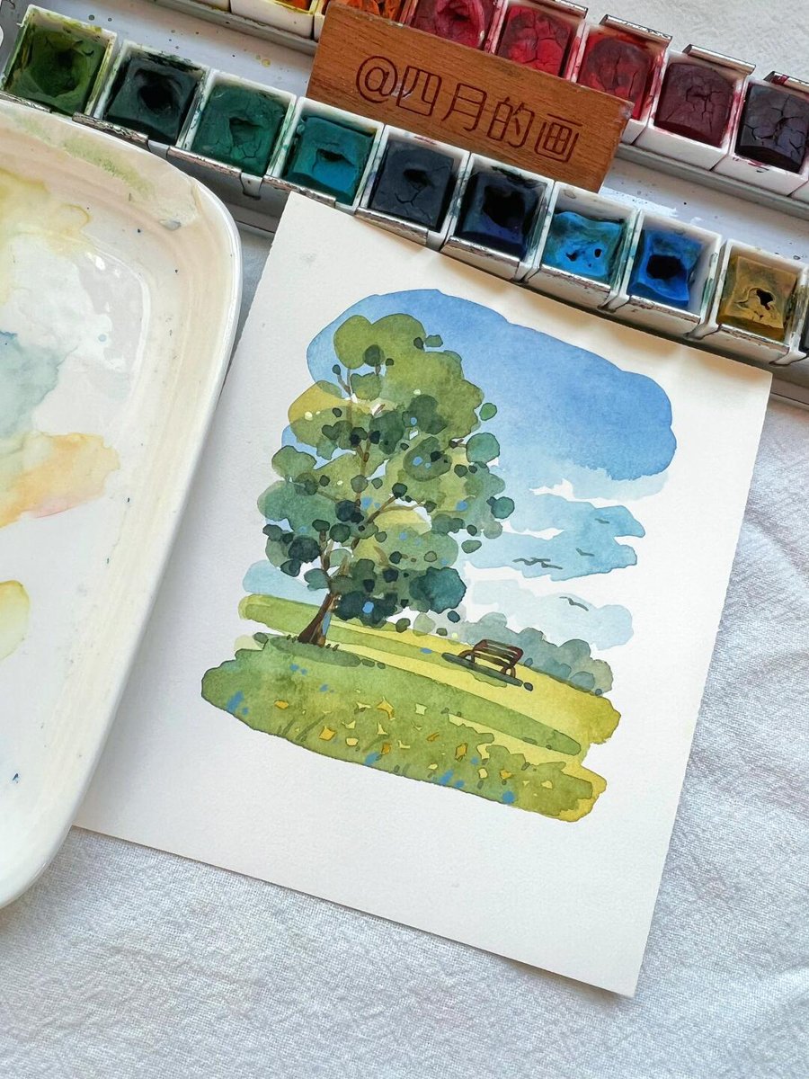 sunA68647331's tweet photo. Today I started trying watercolor sketching! The small, lovely strokes are so calming and perfect for unwinding after work. What’s your go-to hobby to relax #HobbyGrowth #CreativeFun， https://t.co/AXDdrzAry6
