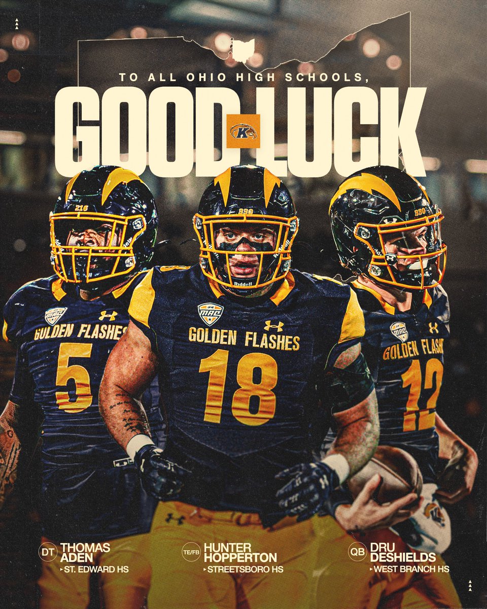 KentStFootball's tweet photo. Good luck to all Ohio and Indiana high schools at they start their 2026 seasons! ⚡️

#GoFlashes⚡️ | #HAB1TS https://t.co/9ttBTxCMCe