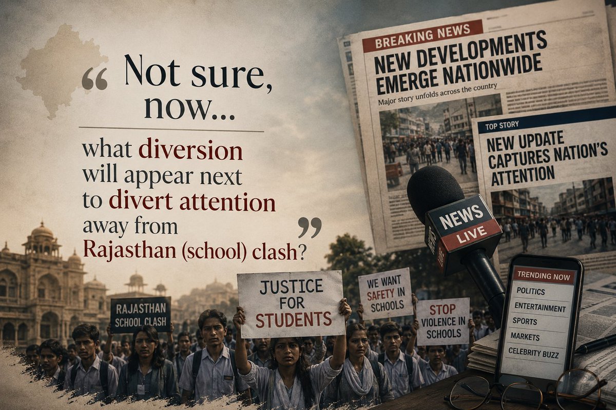 deadbyLww's tweet photo. @timesofindia Don't know, what "headline" will next divert attention from the Rajasthan (school) controversy? Is something major about to happen this time to shift the focus ?
Vande Matram or something else?🤔🤔🤔 https://t.co/ORS6iCW7YF