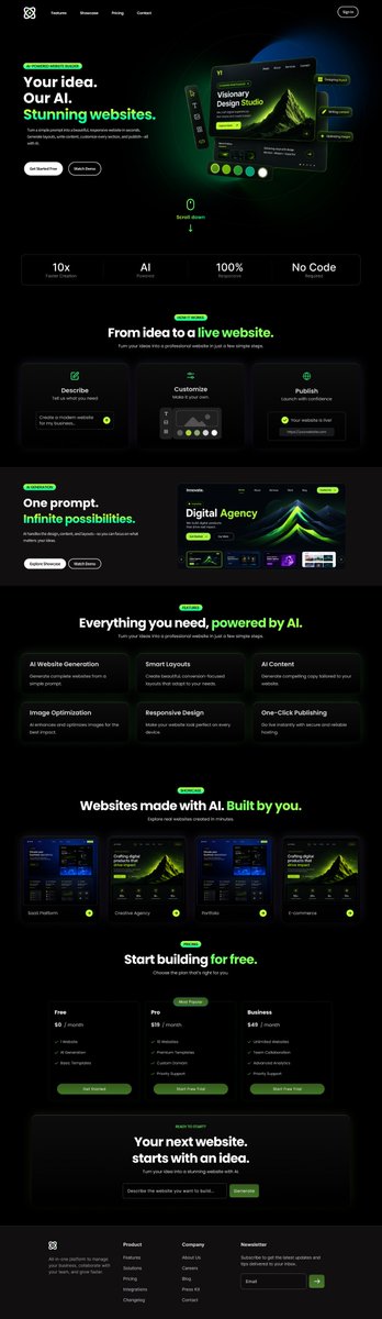 ensuesoft's tweet photo. AI Website Builder ✨

From a simple idea to a live website.

Exploring a complete AI-powered website builder experience — from generating and customizing websites to showcasing templates, pricing, and publishing.

#AI #WebDesign #UIDesign #SaaS #Ensuesoft https://t.co/R7PPQCQsue