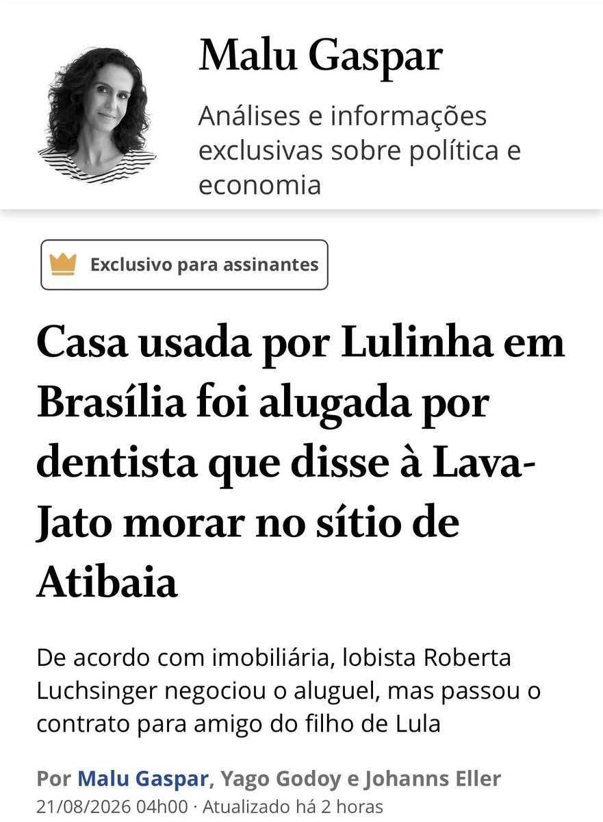 karinamichelin's tweet photo. 📌Casa usada por Lulinha em Brasília foi alugada por dentista que disse à Lava Jato morar no sítio de Atibaia. Segundo a imobiliária, a lobista Roberta Luchsinger negociou o aluguel. 

Talvez seja por isso que Lula não tenha nada em seu nome: sempre há alguém providencial no caminho.
