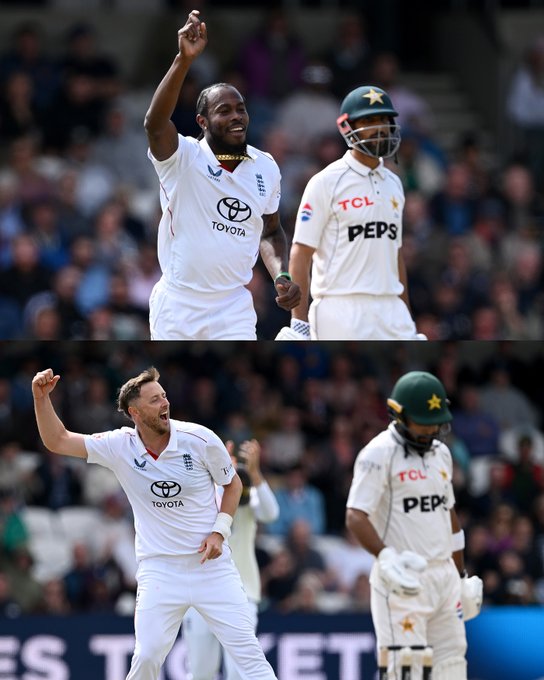 Lunch: Pakistan 59/3 | Jofra Archer nabbed both openers in his first two overs before Ollie Robinson dismissed Abdullah Shafique to keep England in control at Headingley
